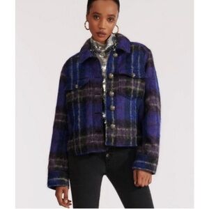 Veronica Beard Emmons Flannel Plaid Wool Jacket NWOT